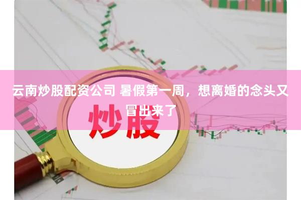 云南炒股配资公司 暑假第一周，想离婚的念头又冒出来了